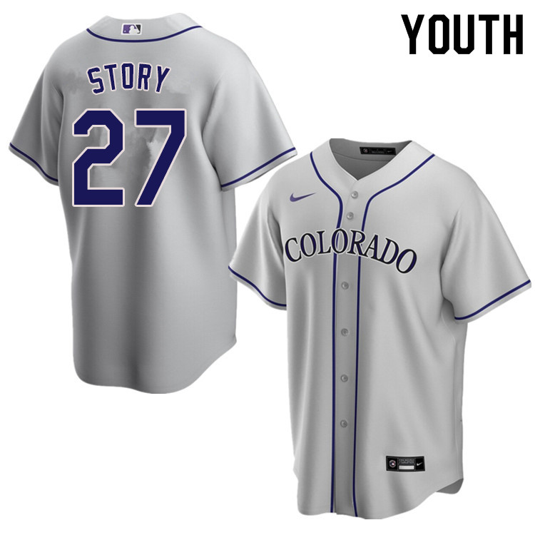 Nike Youth #27 Trevor Story Colorado Rockies Baseball Jerseys Sale-Gray